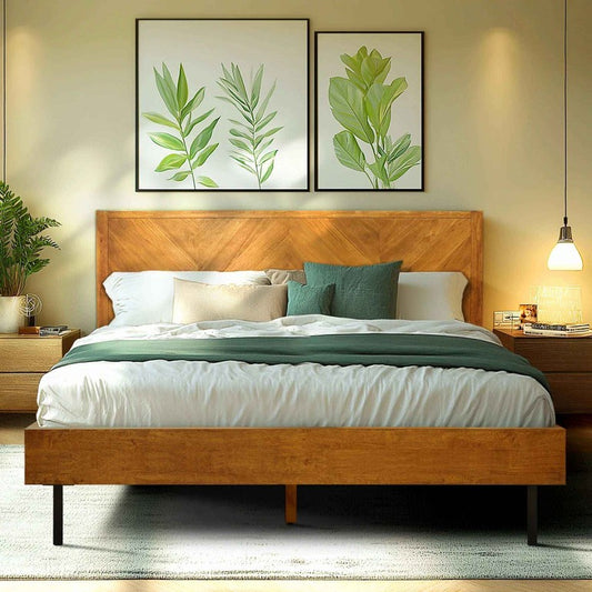 Acacia Solid Wood Bed Frame - Alander Deluxe Platform Bed - Megsu