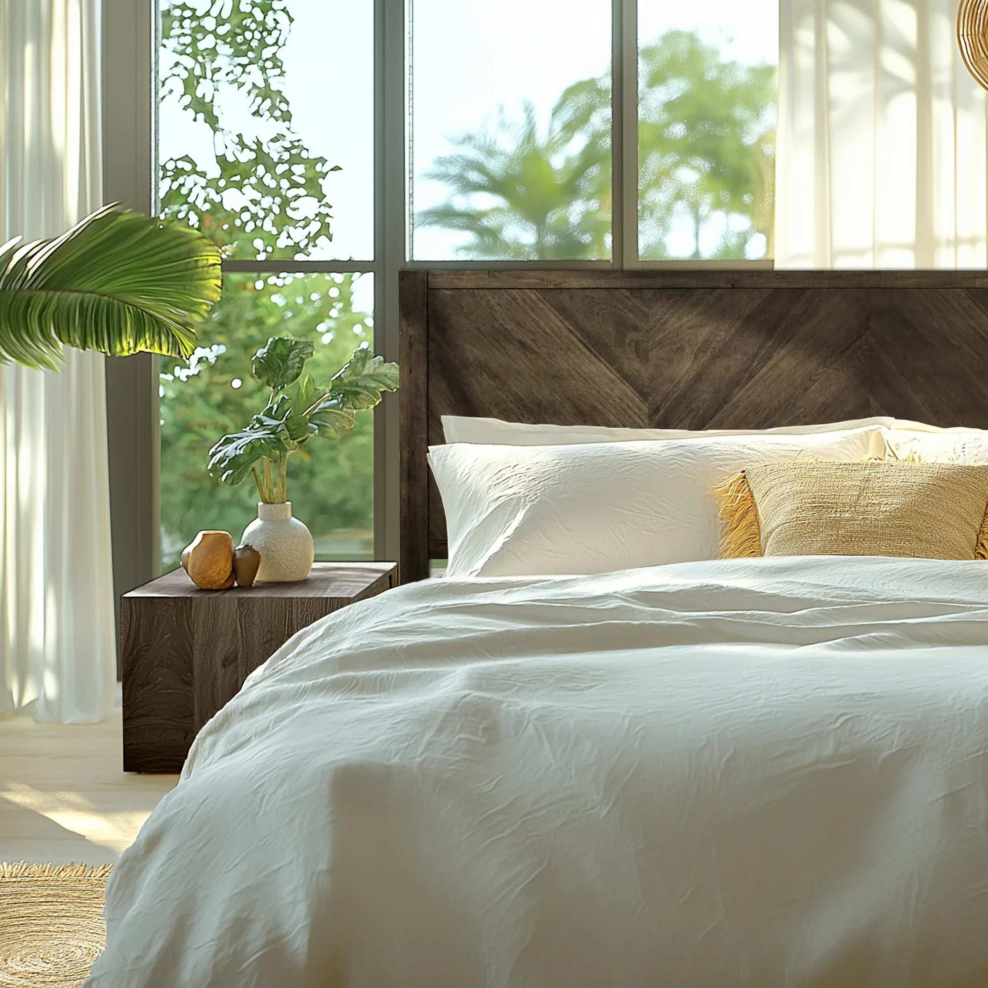 Acacia Alander Deluxe Wood Platform Bed Frame - Megsu Acacia Alander Deluxe Wood Platform Bed Frame - Megsu