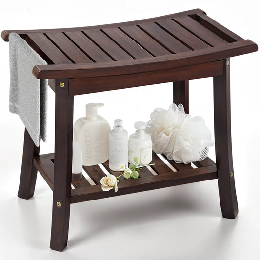 Tranquillo Wood Shower Bench, Shower Stool Wood - Megsu