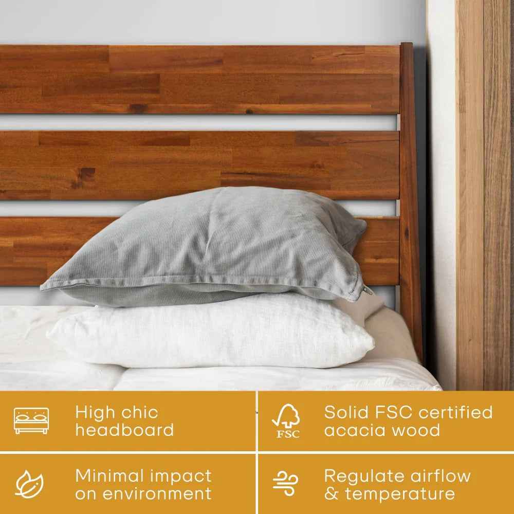 Acacia Emery Wood Platform Bed Frame for Modern Bedrooms - Megsu Acacia Emery Wood Platform Bed Frame for Modern Bedrooms - Megsu