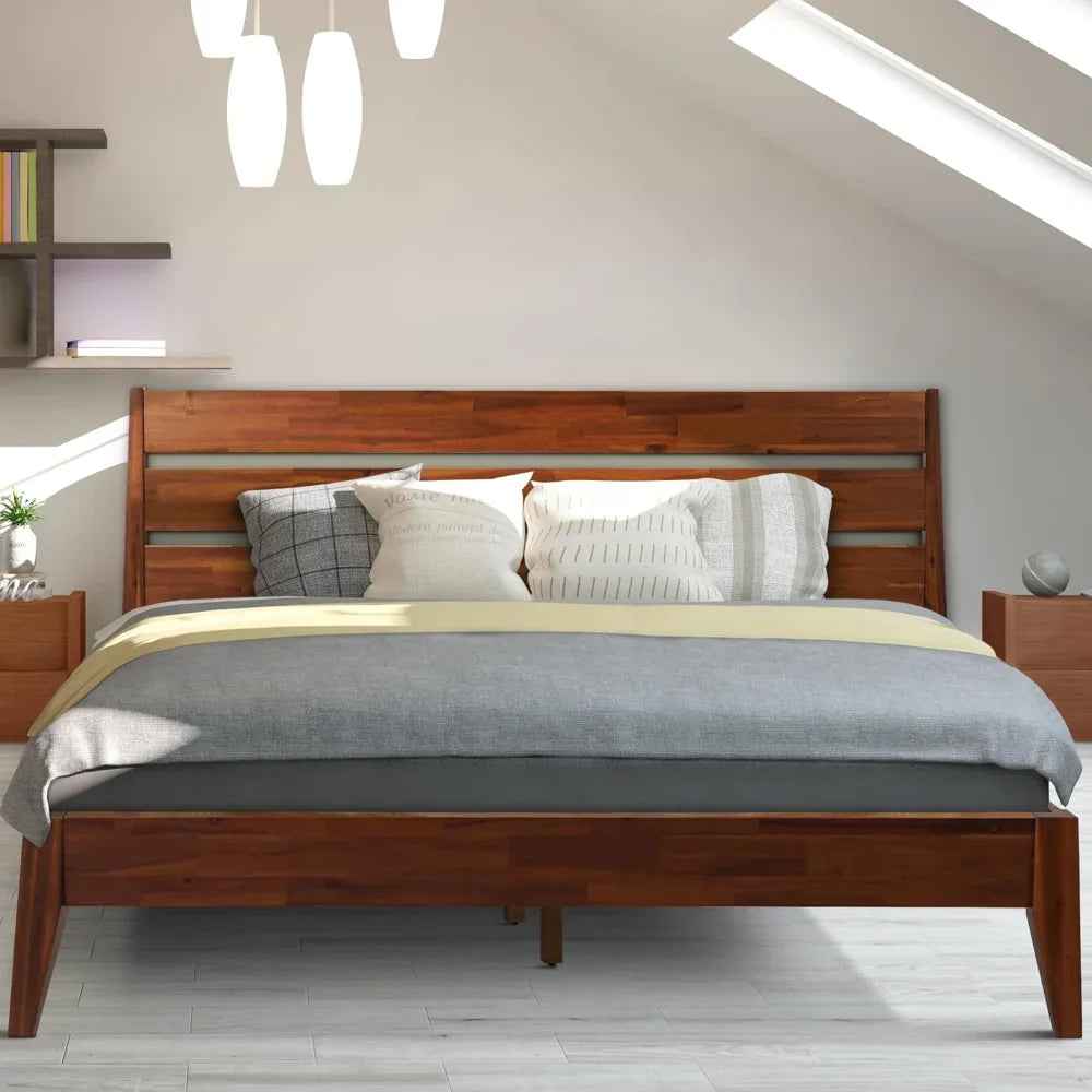 Acacia Emery Wood Platform Bed Frame for Modern Bedrooms - Megsu Acacia Emery Wood Platform Bed Frame for Modern Bedrooms - Megsu
