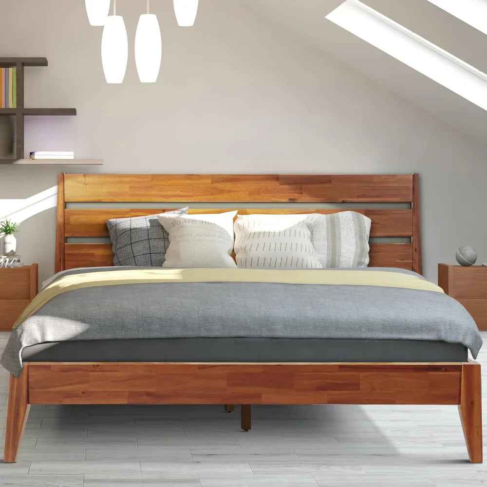 Acacia Emery Wood Platform Bed Frame for Modern Bedrooms - Megsu Acacia Emery Wood Platform Bed Frame for Modern Bedrooms - Megsu
