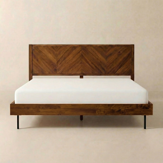 Estructura de cama de madera maciza de acacia - Cama de plataforma Alander Deluxe