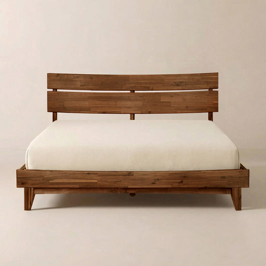 Estructura de cama de madera maciza de acacia: estilo Aurora para un dormitorio con estilo