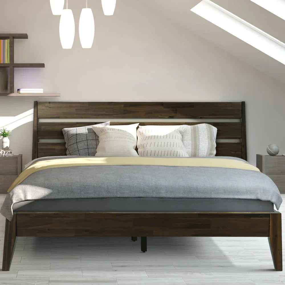 Acacia Emery Wood Platform Bed Frame for Modern Bedrooms - Megsu Acacia Emery Wood Platform Bed Frame for Modern Bedrooms - Megsu