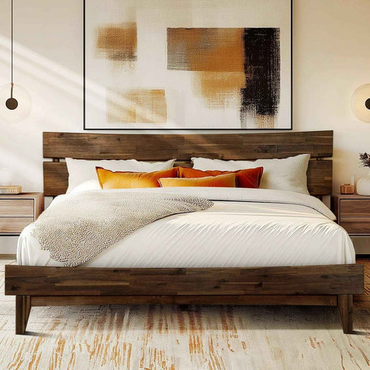 Acacia Solid Wood Bed Frame - Aurora Style for a Stylish Bedroom - Megsu