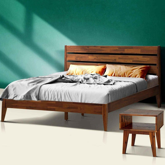 Acacia Emery Solid Wood Bed Frame & Nightstand Bedroom Set - Megsu