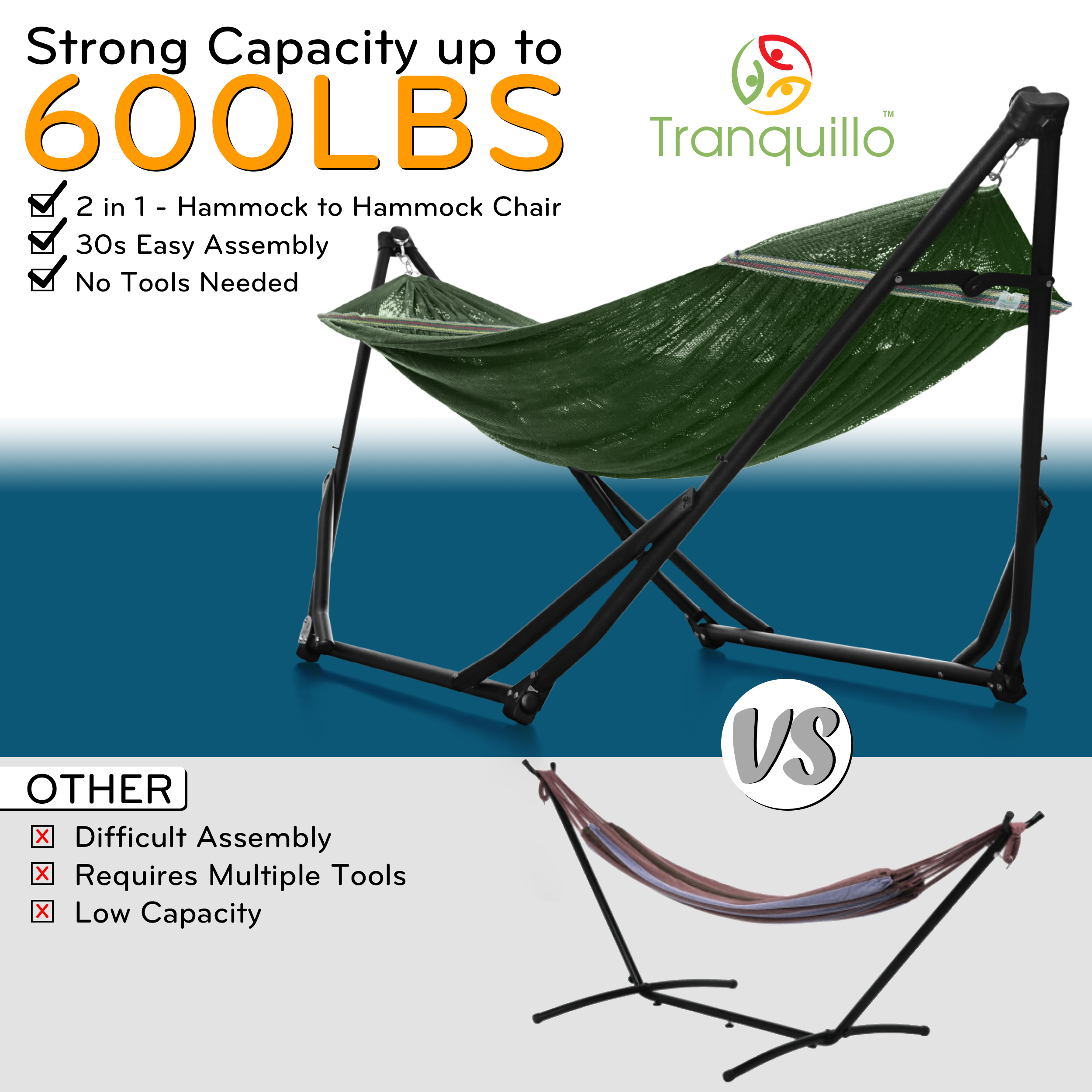 Tranquillo UniGen Transforming Hammock Stand - Megsu Tranquillo UniGen Transforming Hammock Stand - Megsu
