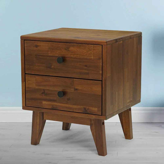 Acacia Silvia 2-Drawer Solid Wood Nightstand - Megsu