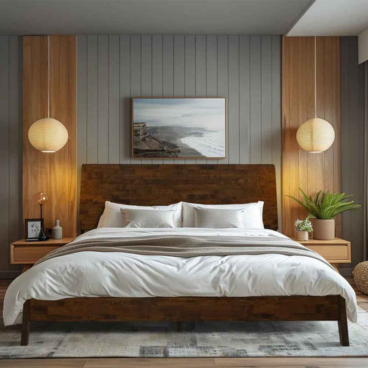 Acacia Serenity Deluxe Wood Platform Bed Frame - Megsu