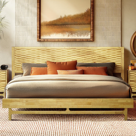 Acacia Elara Platform Bed Frame with Headboard - Megsu