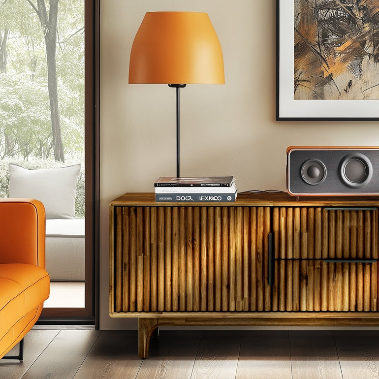 Megsu Bosk Wood Fluted TV Stand with Storage for TVs up to 60”, Soft-Close Drawers & Cabinets, Mid-Century Media Console Table, Home Entertainment Center for Living Room, Bedroom, Office, Easy Setup.