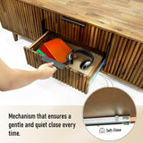 Megsu Bosk Wood Fluted TV Stand with Storage for TVs up to 60”, Soft-Close Drawers & Cabinets, Mid-Century Media Console Table, Home Entertainment Center for Living Room, Bedroom, Office, Easy Setup.