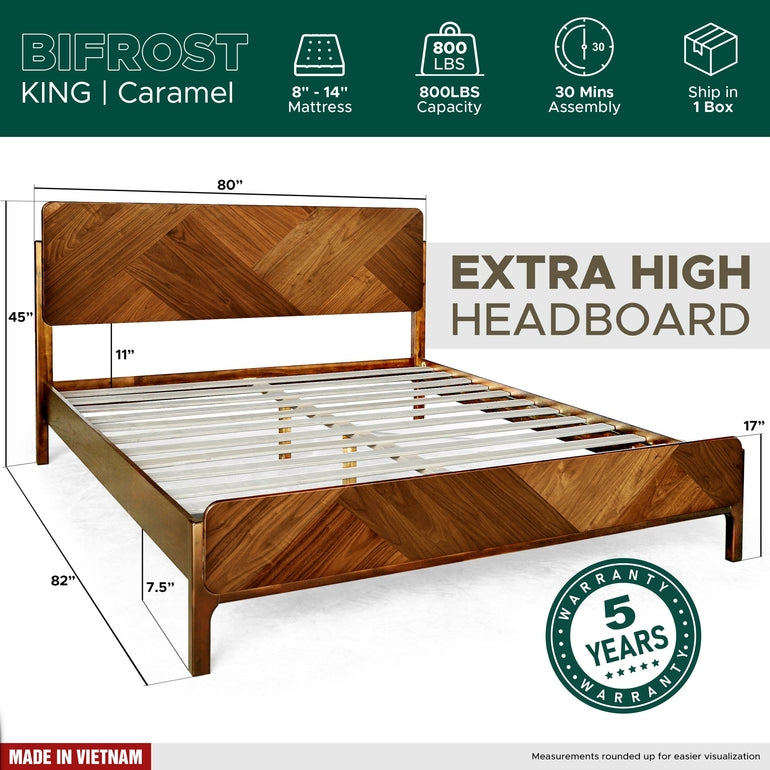Rorns Bifrost Platform Bed Frame With Headboard for Modern Bedrooms