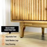 Megsu Bosk Wood Fluted TV Stand with Storage for TVs up to 60”, Soft-Close Drawers & Cabinets, Mid-Century Media Console Table, Home Entertainment Center for Living Room, Bedroom, Office, Easy Setup.