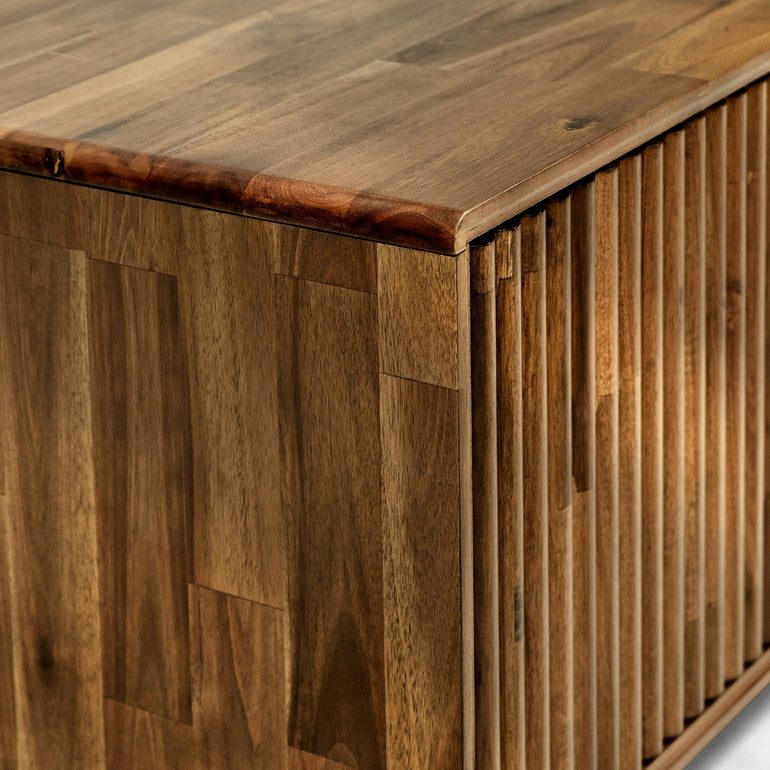 Megsu Bosk Wood Fluted TV Stand with Storage for TVs up to 60”, Soft-Close Drawers & Cabinets, Mid-Century Media Console Table, Home Entertainment Center for Living Room, Bedroom, Office, Easy Setup.