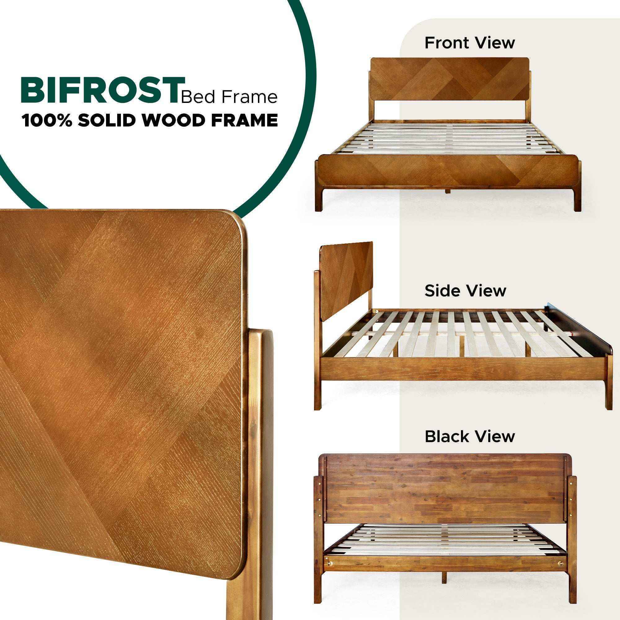 Rorns Bifrost Platform Bed Frame With Headboard - Megsu