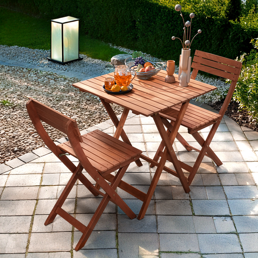 Foldable Bistro Table and Chairs Set_Cherry