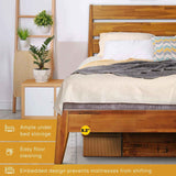 Acacia Emery Wood Platform Bed Frame for Modern Bedrooms - Megsu