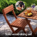 Foldable Bistro Table and Chairs Set_Cherry