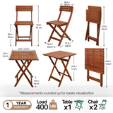 Foldable Bistro Table and Chairs Set_Cherry