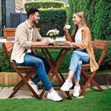 Foldable Bistro Table and Chairs Set_Cherry