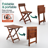 Foldable Bistro Table and Chairs Set_Cherry