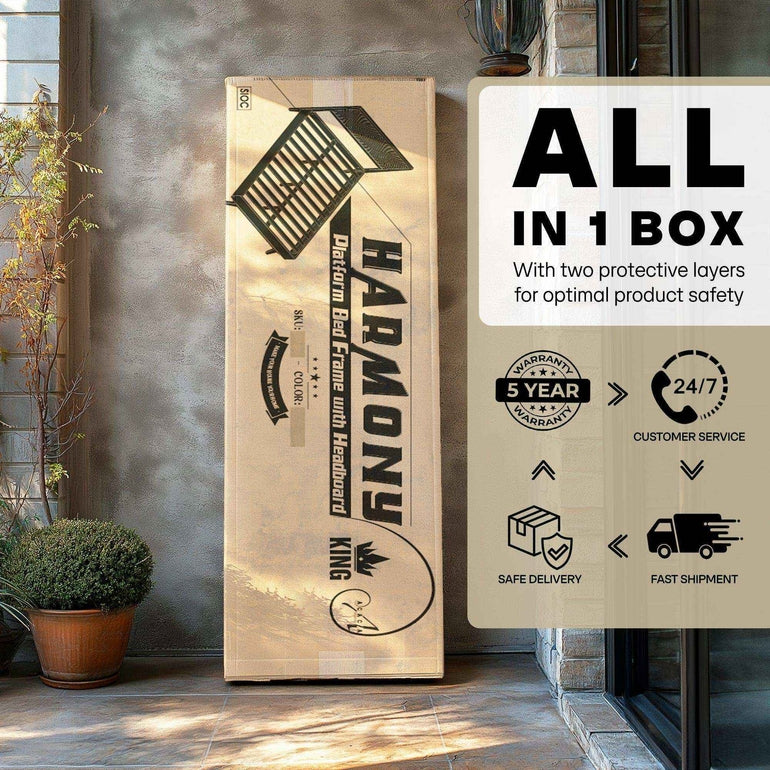 Acacia Harmony Platform Bed Frame with Headboard - Megsu