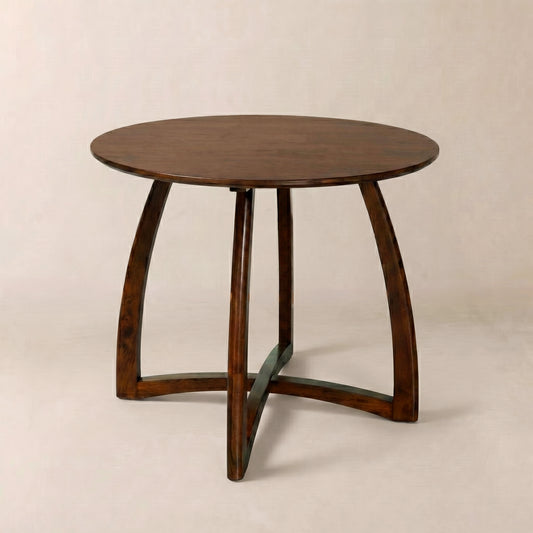 Mesa de comedor redonda Alma de 91 cm para 4 personas, estilo moderno de mediados de siglo. 