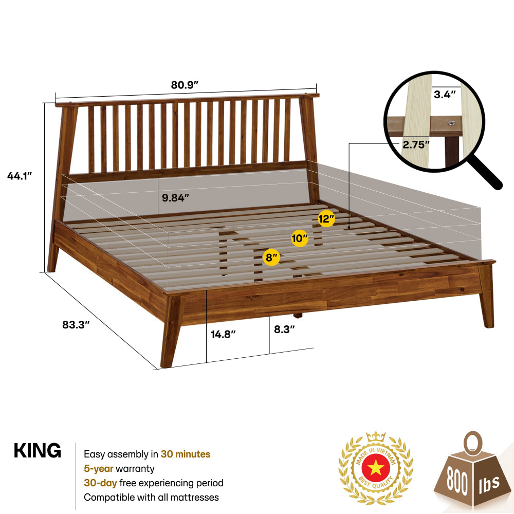 Cadre de lit plateforme en bois de luxe Kaylin