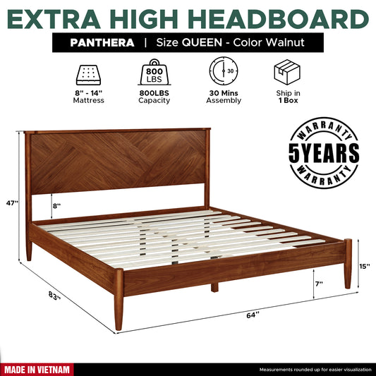 Rorns Panthera Platform Bed Frame With Headboard