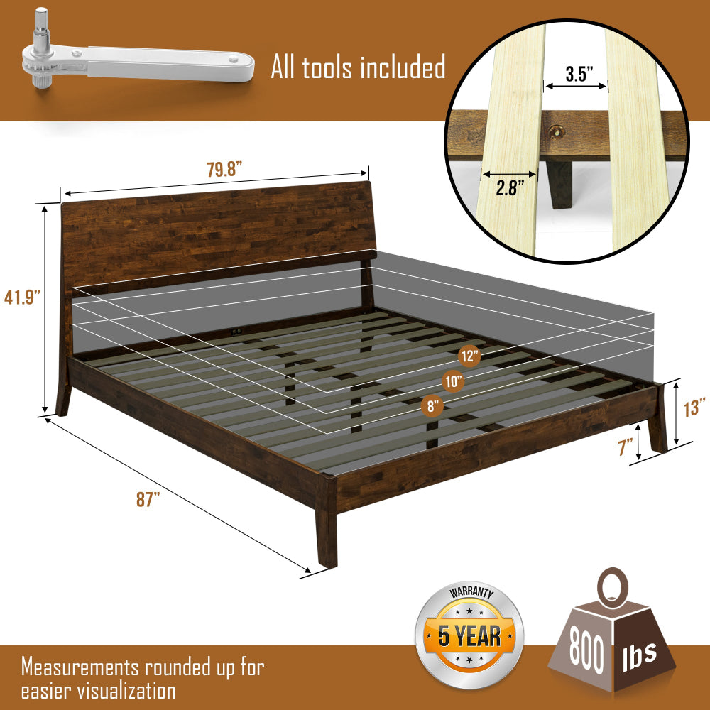 Acacia Serenity Deluxe Wood Platform Bed Frame