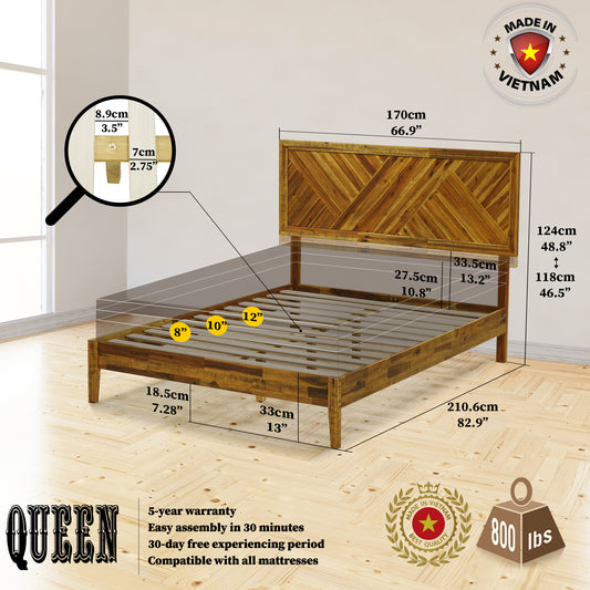 Cadre de lit plateforme en bois Sierra Deluxe 