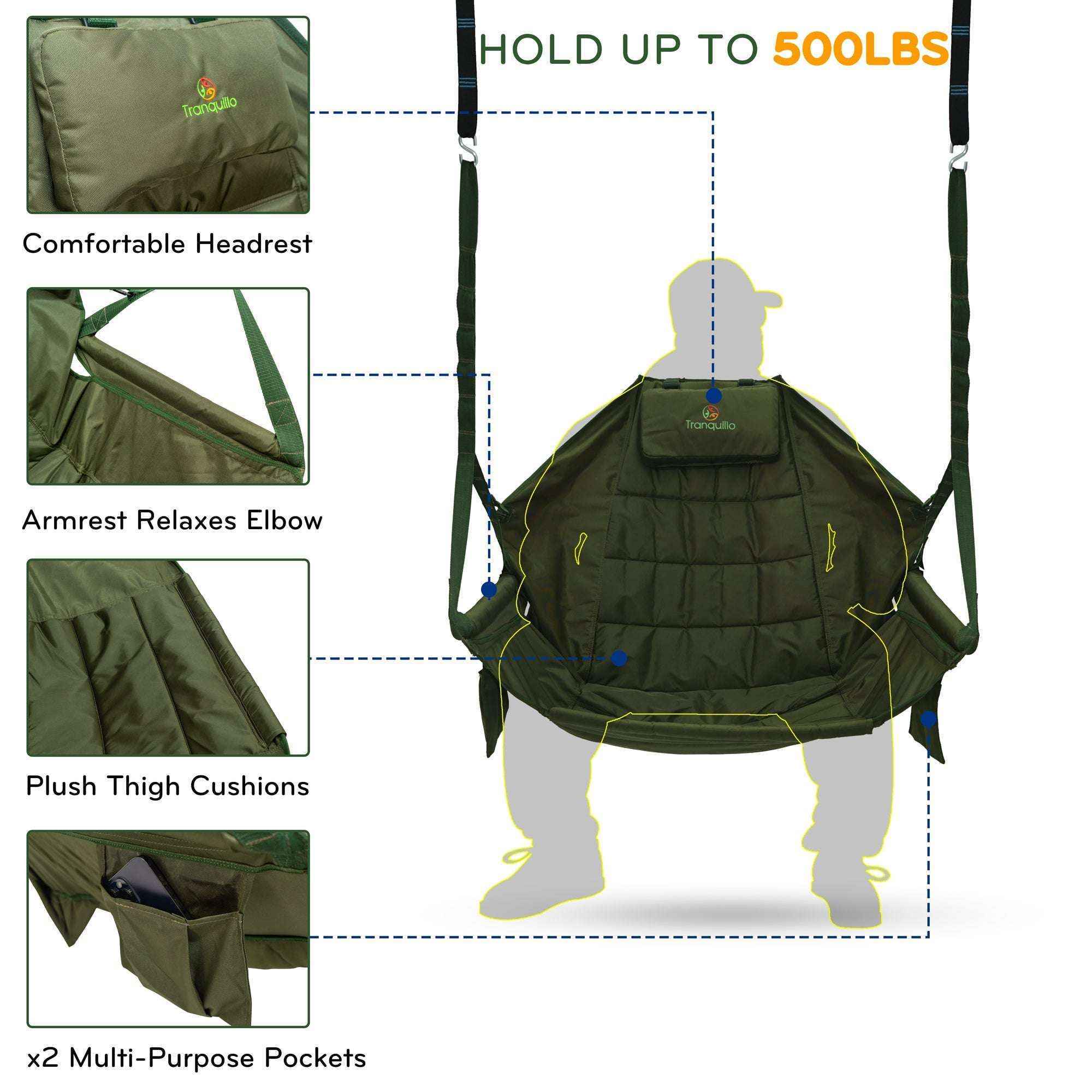 Tranquillo Universal Hammock Chair and Straps - Megsu