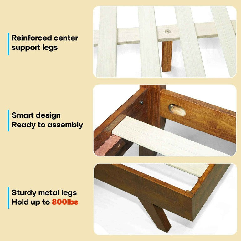 Acacia Harmony Platform Bed Frame with Headboard - Megsu