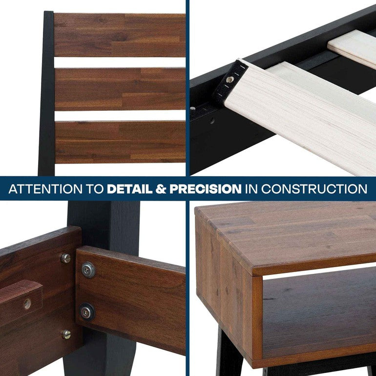 Acacia Emery Solid Wood Bed Frame & Nightstand Bedroom Set - Megsu