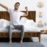 Megsu Bosk Acacia Wood Bed Frame with Headboard,  King & Queen Size Fluted Pattern Inspired, Mid-Century Modern Style Platform Bed – FSC Certified, Noise-Free, Easy Assembly, No Box Spring Needed