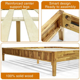 Megsu Bosk Acacia Wood Bed Frame with Headboard,  King & Queen Size Fluted Pattern Inspired, Mid-Century Modern Style Platform Bed – FSC Certified, Noise-Free, Easy Assembly, No Box Spring Needed