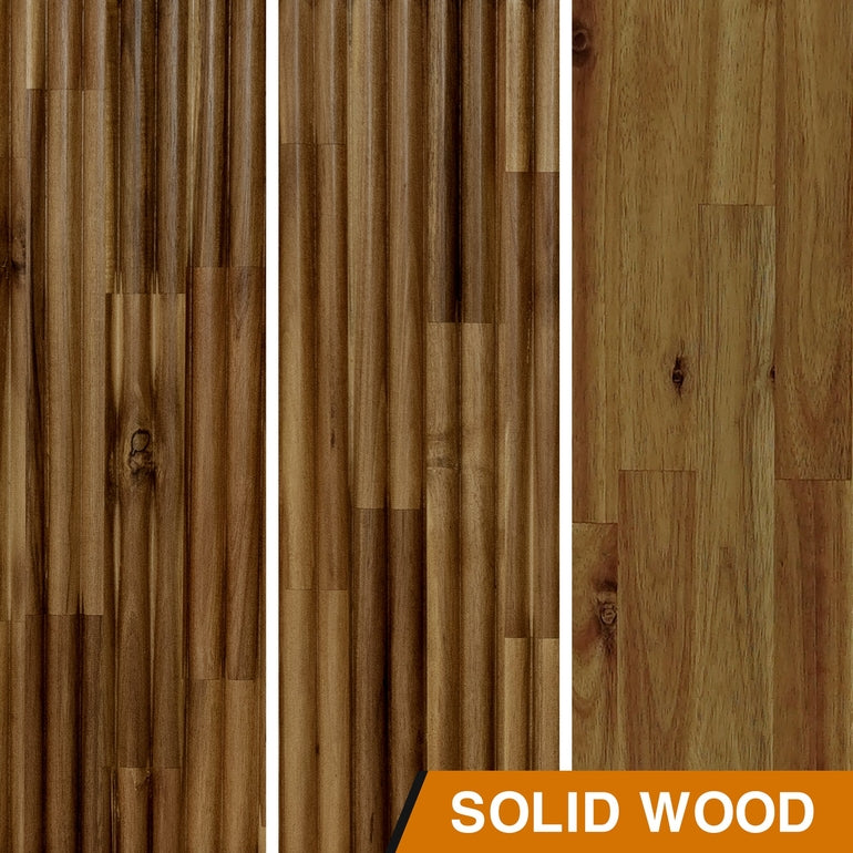 Megsu Bosk Acacia Wood Bed Frame with Headboard,  King & Queen Size Fluted Pattern Inspired, Mid-Century Modern Style Platform Bed – FSC Certified, Noise-Free, Easy Assembly, No Box Spring Needed