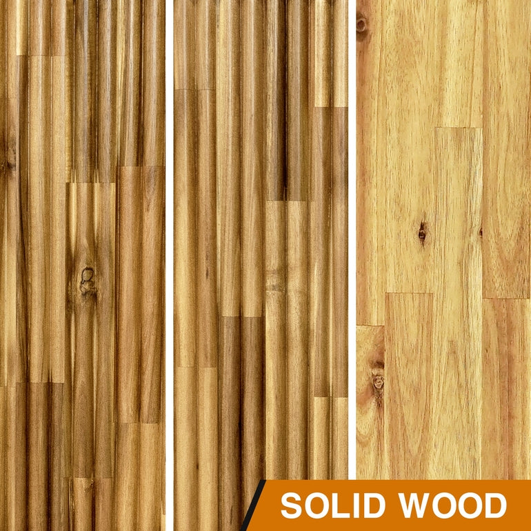 Megsu Bosk Acacia Wood Bed Frame with Headboard,  King & Queen Size Fluted Pattern Inspired, Mid-Century Modern Style Platform Bed – FSC Certified, Noise-Free, Easy Assembly, No Box Spring Needed