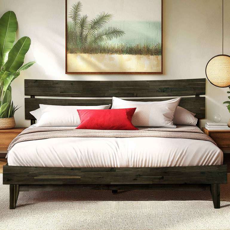 Acacia Aurora Deluxe Wood Platform Bed Frame - Megsu