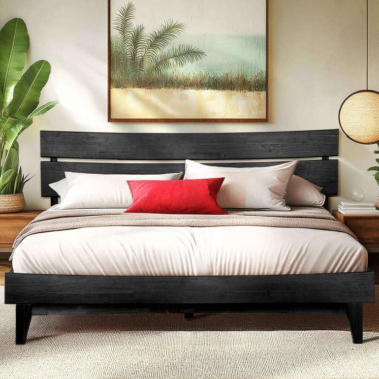 Acacia Aurora Deluxe Wood Platform Bed Frame - Megsu