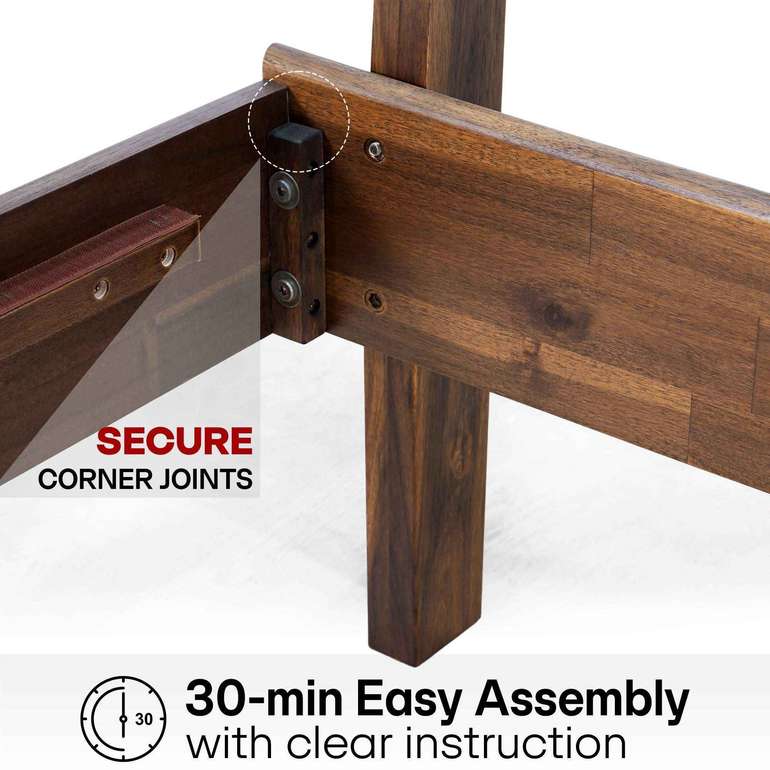 Acacia Aurora Deluxe Wood Platform Bed Frame - Megsu