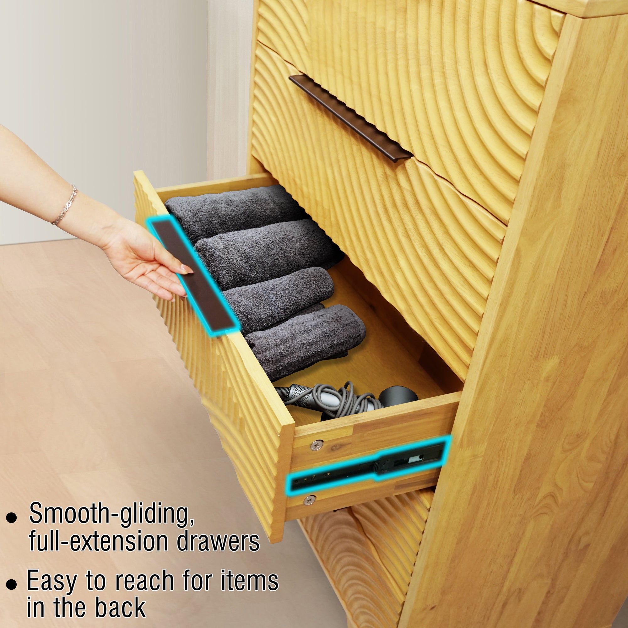 Acacia Harmony Dresser with 5 Drawers for Stylish Storage Solutions