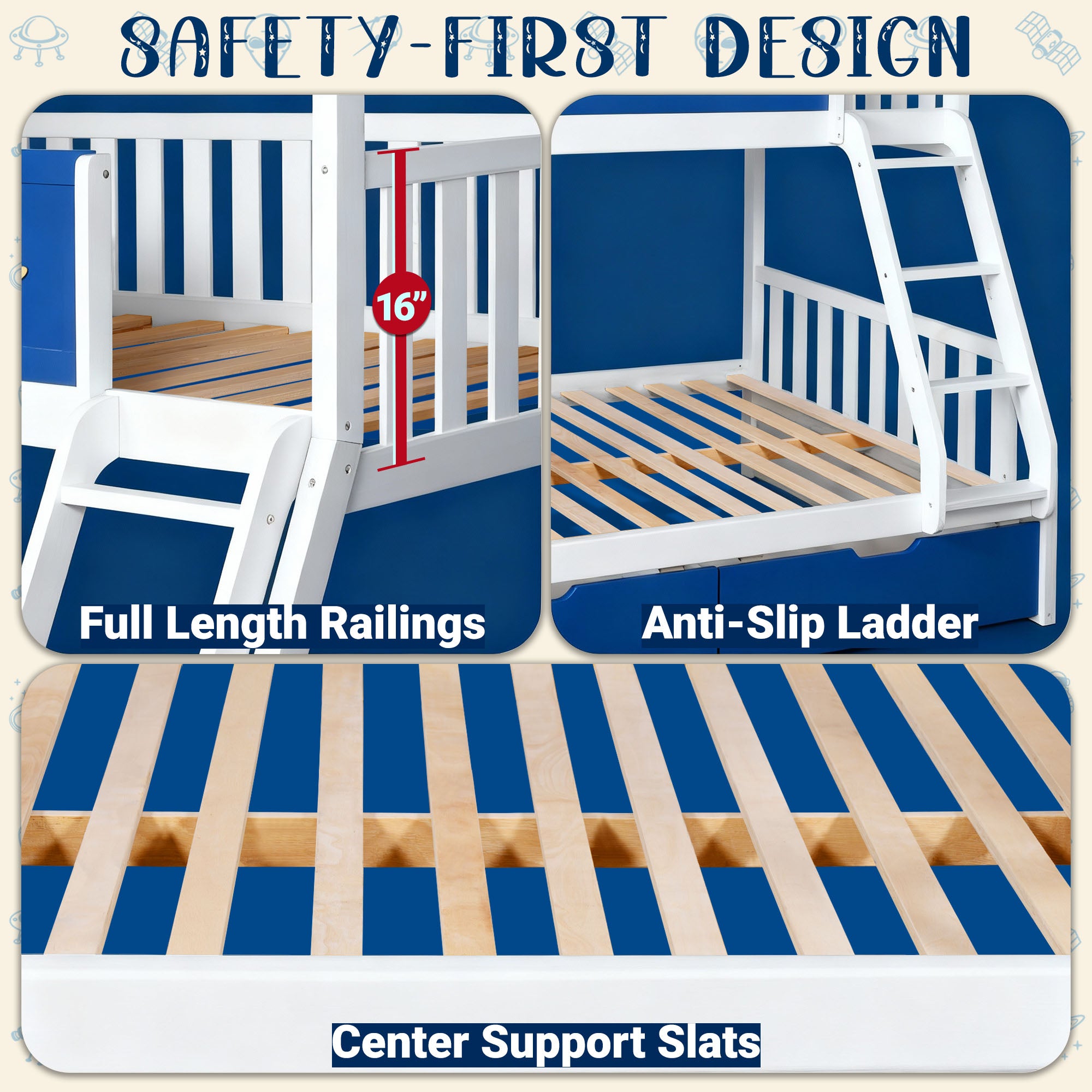 Moonlight Kid Bunk Bed - Stylish and Space-Saving Bunk Bed for Kids