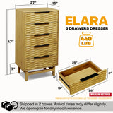 Acacia Elara Dresser with 5 Drawers for Stylish Storage Solutions