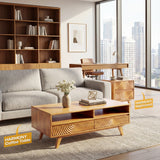 Acacia Harmony Wooden Coffee Table with Drawers & Open Storage