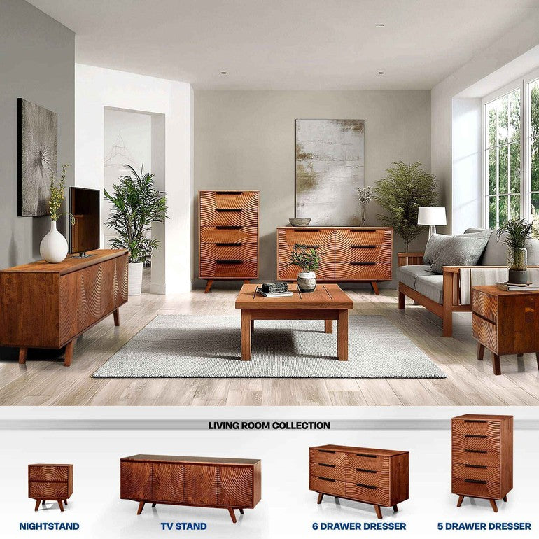 Acacia Harmony Dresser with 6 Drawers - Megsu