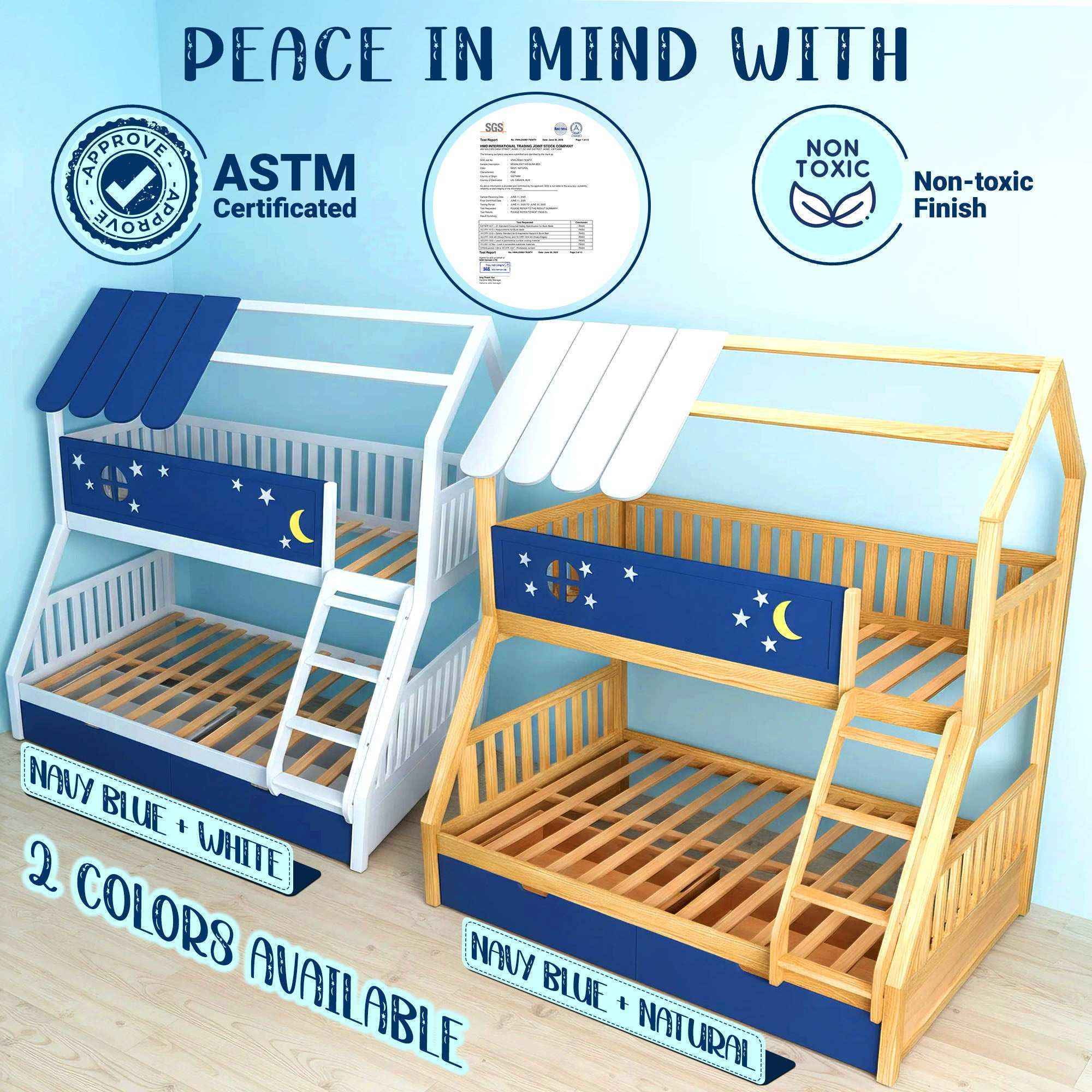 Moonlight Kid Bunk Bed - Stylish and Space-Saving Bunk Bed for Kids - Megsu
