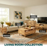 Acacia Elara 47.2” Rectangular Coffee Table with Drawers & Open Storage